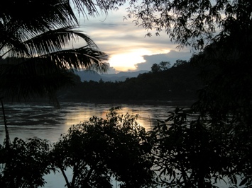 This photo of a beautiful sunset over the Mekong River at Luang Prabang, Laos was taken by an unknown Italian photographer.